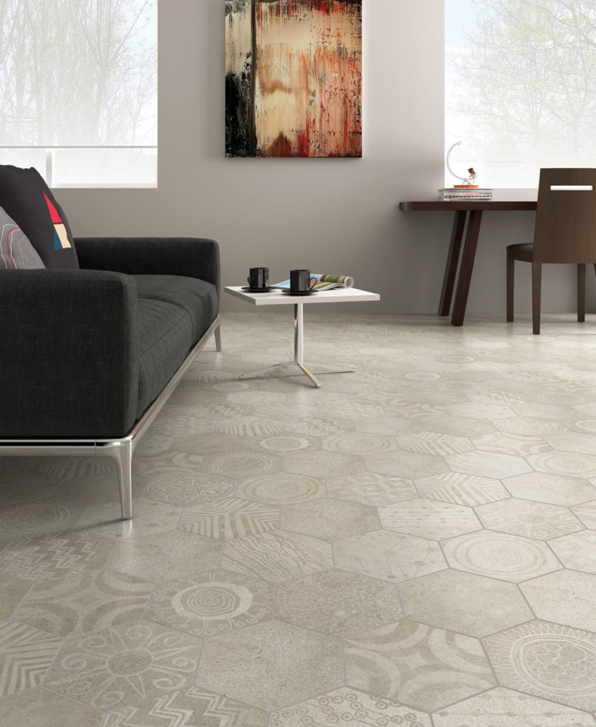 Bodenfliese sechseck dekor Felina arizona grey 21x25 matt ...