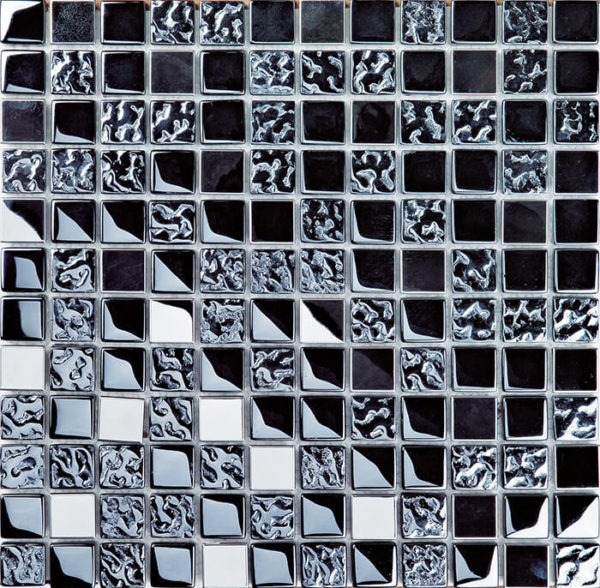 Produktbild Mosaiktafel Glasmosaik Caruso schwarz mix 30x30 glänzend