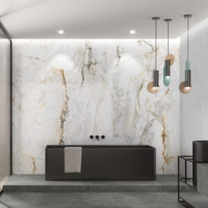 Pamesa CR Pisa Marmoroptik als Wandfliese in einem Badezimmer