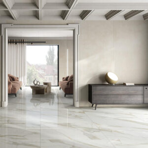 Pamesa Calacata White 60x60 poliert als Bodenfliese im Wohnbereich